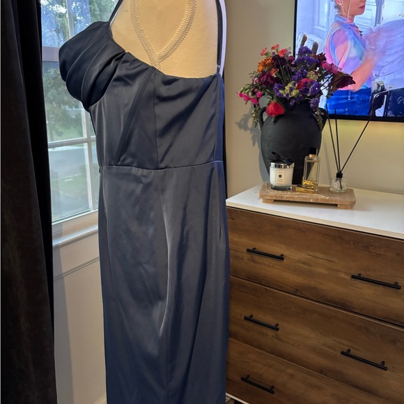 Fashion Nova Satin Blue Midi Dress - Picture 5 of 6
